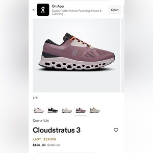 On Cloudstratus 3 Running Shoe in Quartz/Lily, size 9
